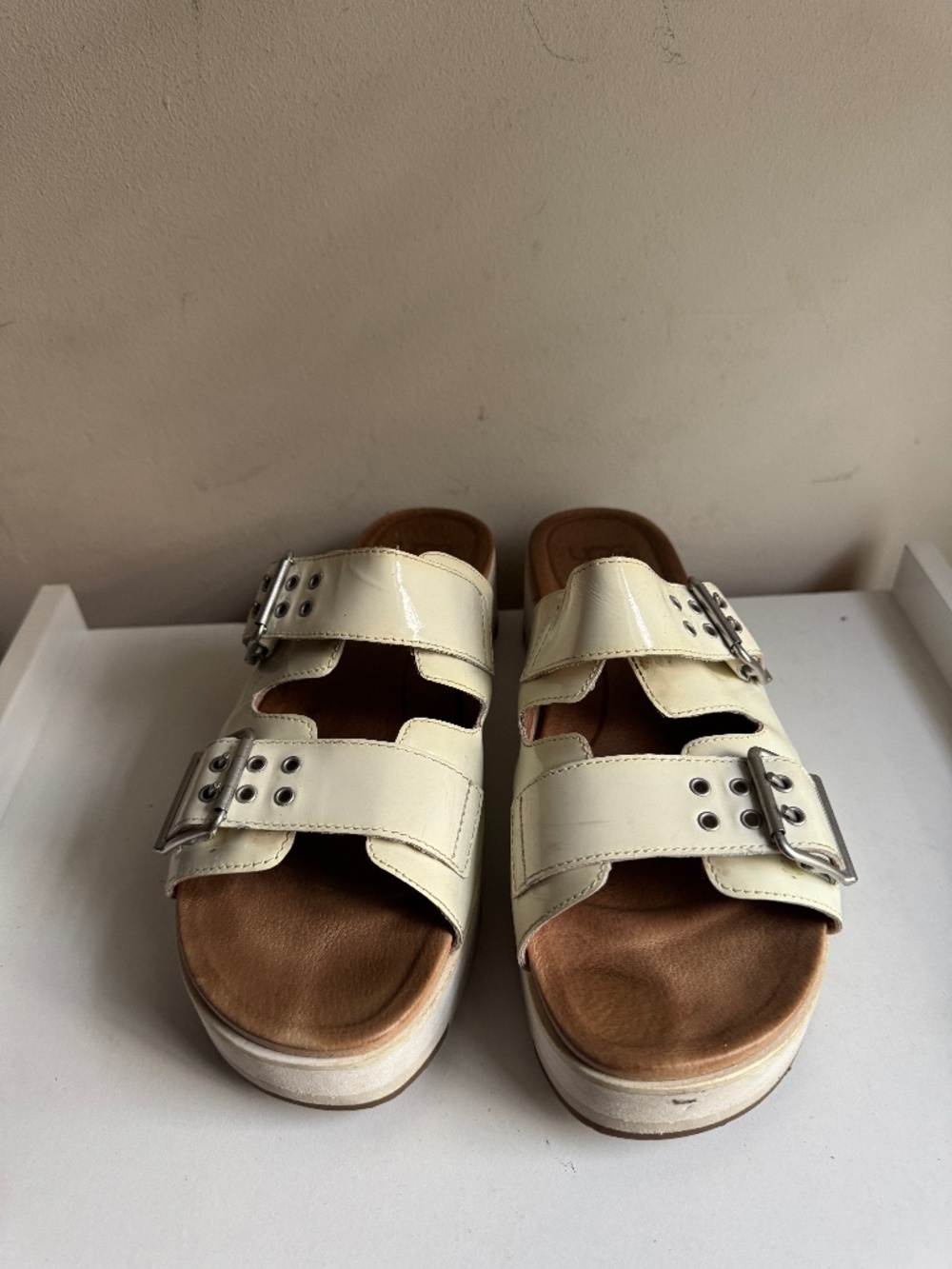 UGG Cream Patent Leather Sandals